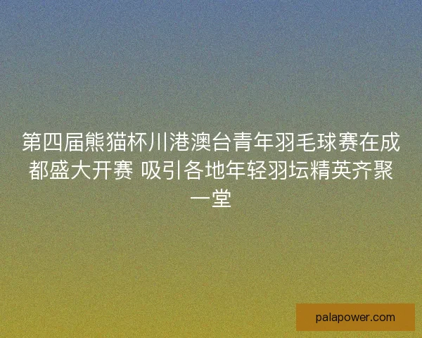 第四届熊猫杯川港澳台青年羽毛球赛在成都盛大开赛 吸引各地年轻羽坛精英齐聚一堂
