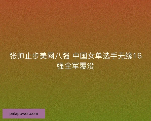 张帅止步美网八强 中国女单选手无缘16强全军覆没